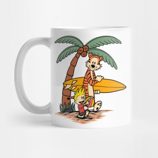 Calvin and Hobbes Surfing Board Mug